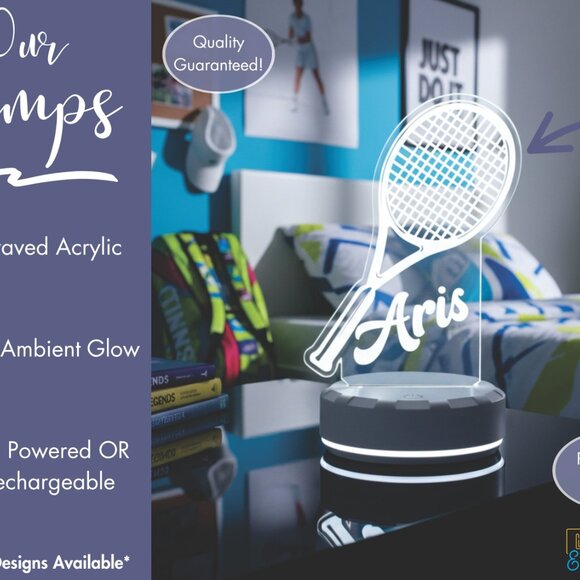 Custom Tennis LED Night Light for Sports-Themed Rooms - Picture 3 of 8